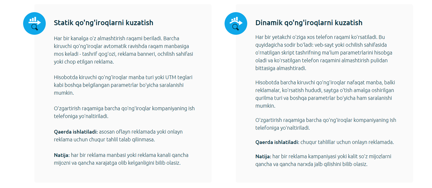 Statik va dinamik qo'ng'iroqlarni kuzatish